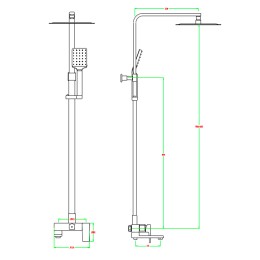 Душевая система для ванны со смесителем, матовое золото 5056
