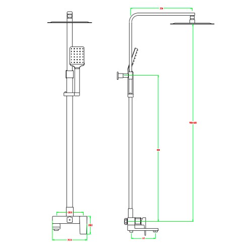 Душевая система для ванны со смесителем, матовое золото 5056