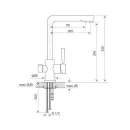 Смеситель для кухни, сатин 2012-1