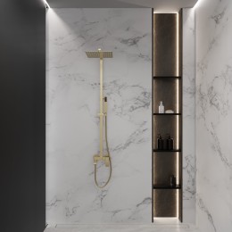 Душевая система для ванны со смесителем, матовое золото 5057