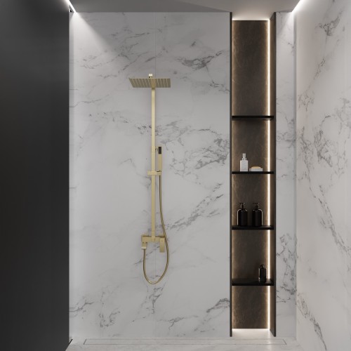 Душевая система для ванны со смесителем, матовое золото 5057