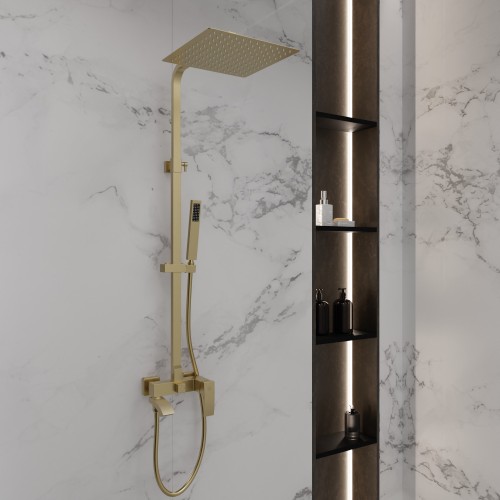 Душевая система для ванны со смесителем, матовое золото 5057