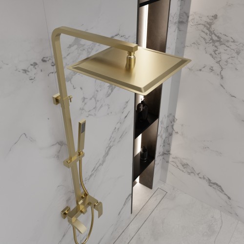 Душевая система для ванны со смесителем, матовое золото 5057