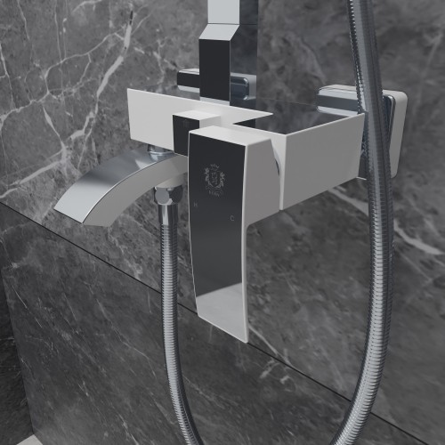 Душевая система для ванны со смесителем, белый 5057