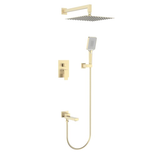 Душевая система для ванны встраиваемая со смесителем, матовое золото 5075