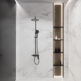 Душевая система для ванны со смесителем, матовый черный 5077