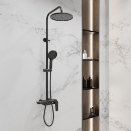 Душевая система для ванны со смесителем, матовый черный 5077