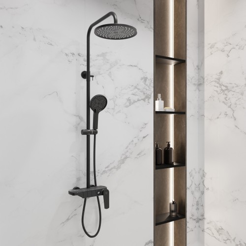 Душевая система для ванны со смесителем, матовый черный 5077