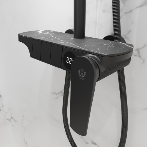 Душевая система для ванны со смесителем, матовый черный 5077