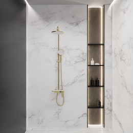 Душевая система для ванны со смесителем, матовое золото 5077