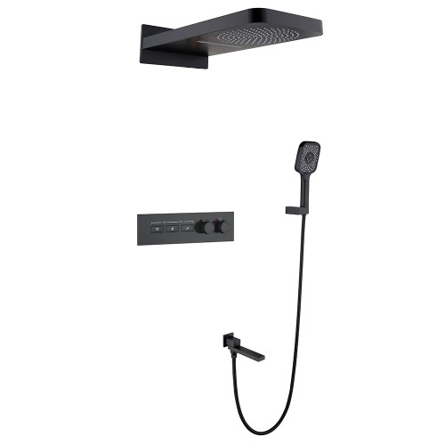 Душевая система для ванны встраиваемая с термостатом, матовый черный 5095