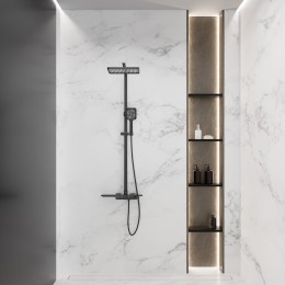 Душевая система для ванны с термостатом, матовый черный 5097