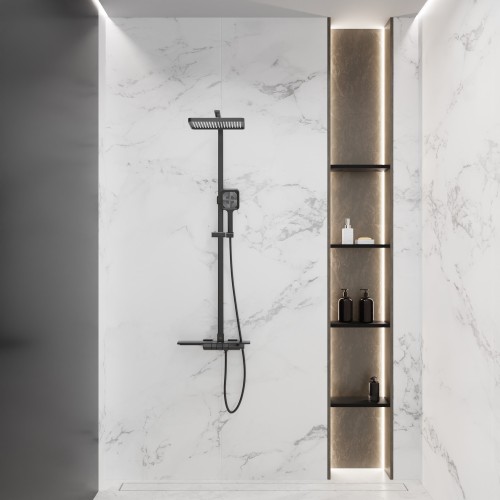 Душевая система для ванны с термостатом, матовый черный 5097