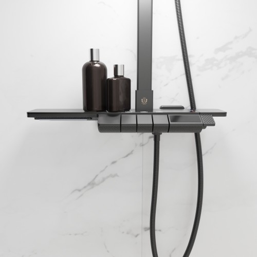 Душевая система для ванны с термостатом, матовый черный 5097