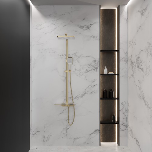 Душевая система для ванны с термостатом, матовое золото 5097