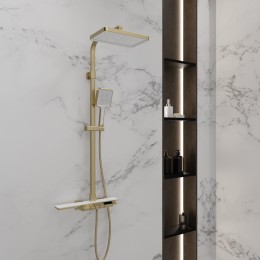 Душевая система для ванны с термостатом, матовое золото 5097