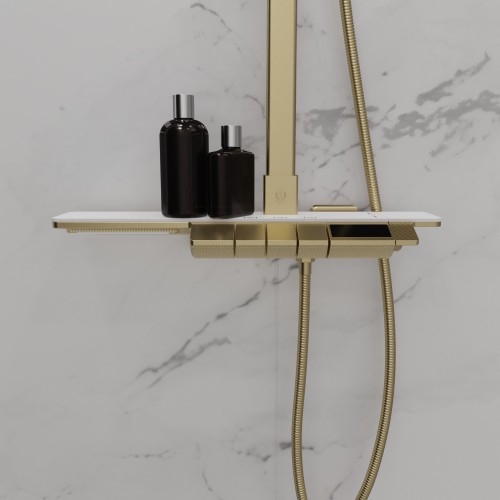 Душевая система для ванны с термостатом, матовое золото 5097