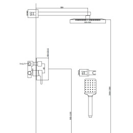 Душевая система для ванны встраиваемая со смесителем, матовое золото 5256
