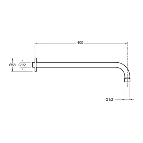 Настенный душевой кронштейн 400 мм,хром 9007