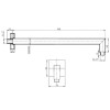 Настенный душевой кронштейн 400 мм,хром 9008