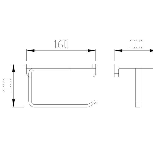 Бумагодержатель с полкой, матовое золото 9503