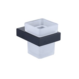 Настенный стеклянный  стакан, матовый черный 9505