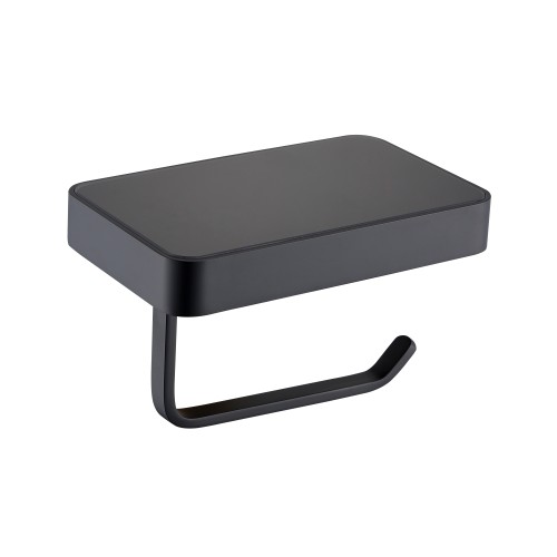 Бумагодержатель со стеклянной полкой, матовый черный 9517
