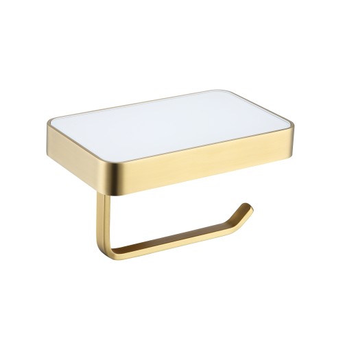 Бумагодержатель со стеклянной полкой, матовое золото 9517