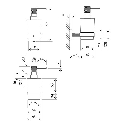Дозатор настенный, металл 9526