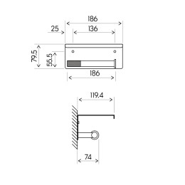 Бумагодержатель с полкой, матовое золото 9528