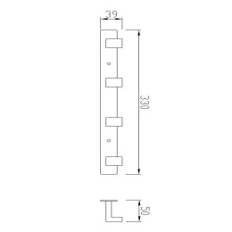Набор крючков для полотенец четверной, матовое золото 9604