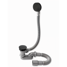 Слив-перелив для ванны push and open, матовый черный A-9005