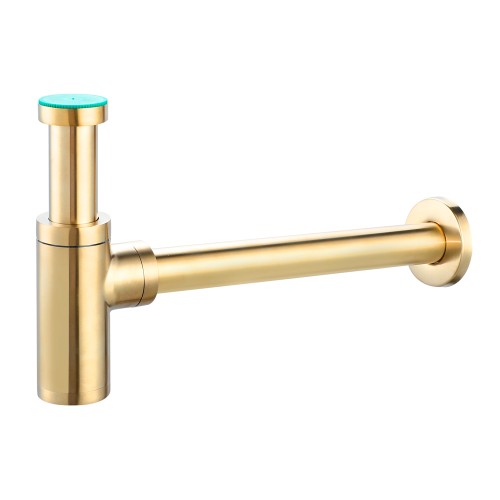 Сифон для раковины круглый, матовое золото A-9010