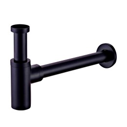 Сифон для раковины круглый, матовый черный A-9010