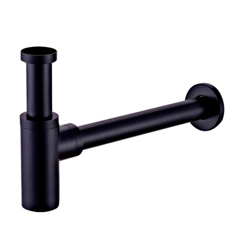 Сифон для раковины круглый, матовый черный A-9010