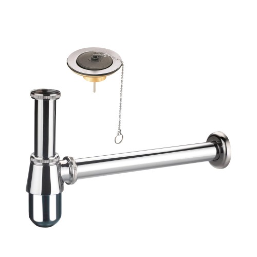 Сифон для раковины круглый с выпуском, хром A-9056