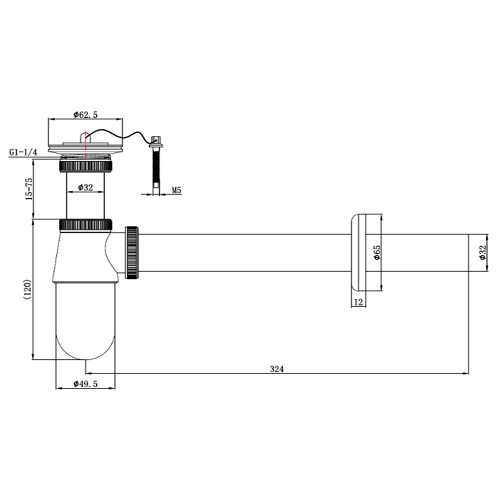 Сифон для раковины круглый с выпуском, хром A-9056