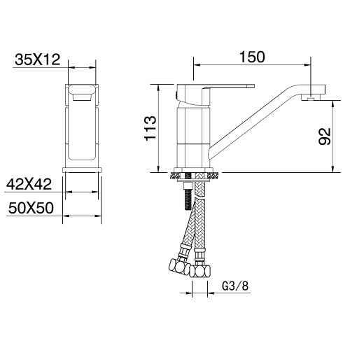Смеситель для раковины, хром R-line 1016