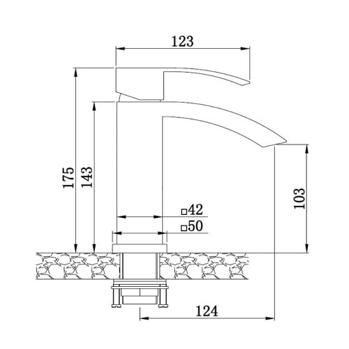 Смеситель для раковины, матовое золото COSMO 1065