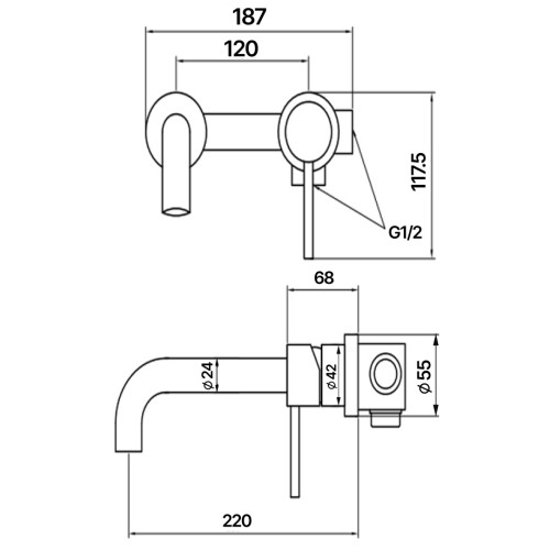 Смеситель для раковины встраиваемый, хром GRACE 1446