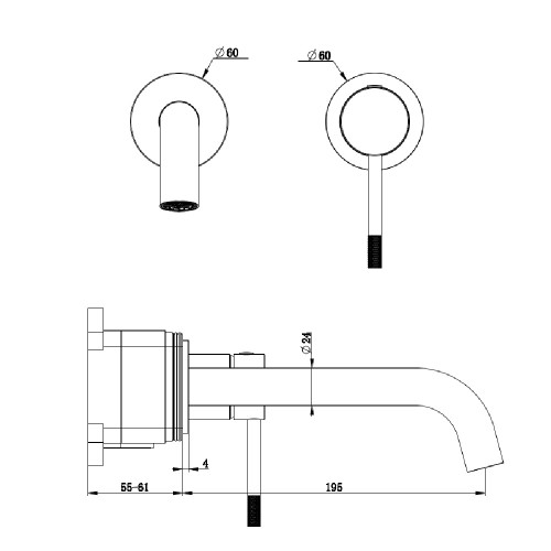 Смеситель для раковины встраиваемый, сатин IMPERIO 1449