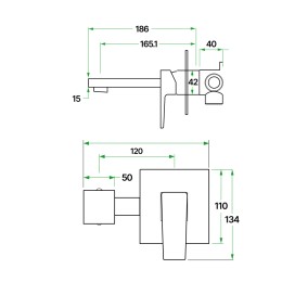 Смеситель для раковины встраиваемый, бронза ROY 2055