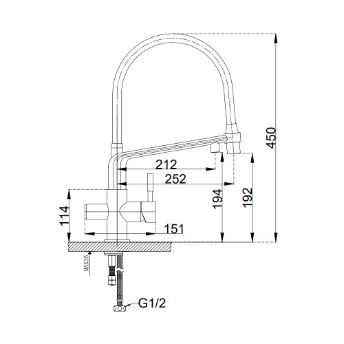 Смеситель для кухни, матовое золото 2094