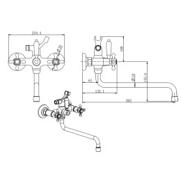 Смеситель для ванны, хром RETRO 3033