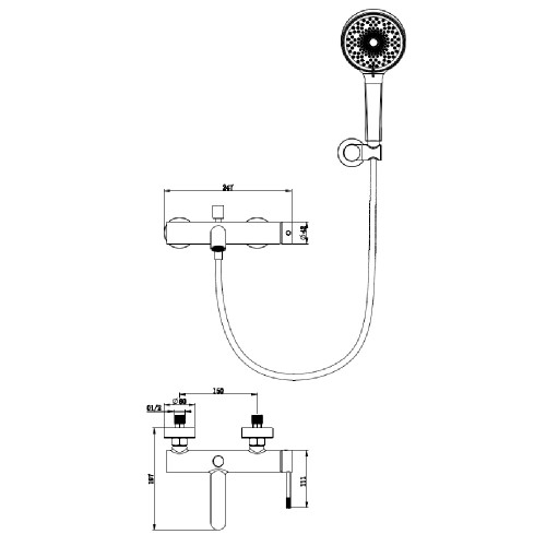 Смеситель для ванны, белый IMPERIO 3049
