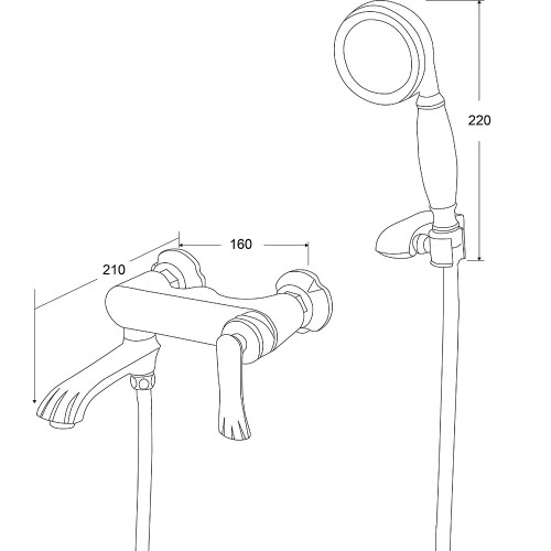 Смеситель для ванны, бронза ANTIC 3060
