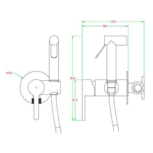 Смеситель для биде, матовое золото GRACE 4048