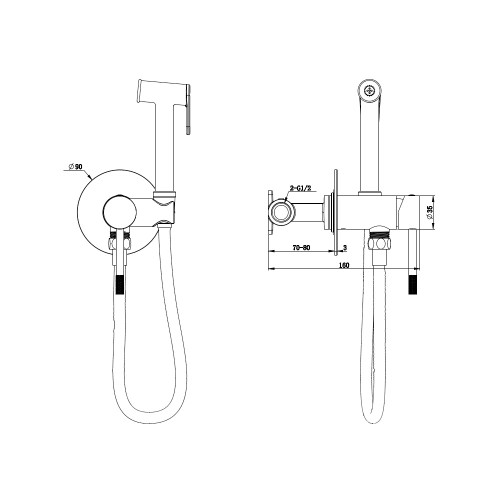 Смеситель для биде, матовый черный  IMPERIO 4049