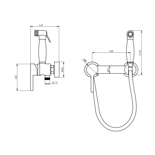 Смеситель для биде, матовый черный ANTIC 4060
