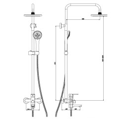 Душевая система для ванны со смесителем, бронза 5005